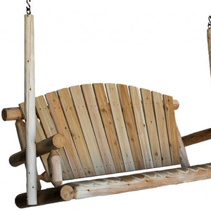 HomeRoots 71" Rustic Natural Wood Porch Swing - Durable Northern Cedar, Cozy Seating for Outdoor Relaxation 370283