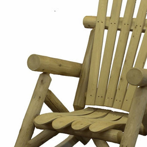 HomeRoots 31" Natural Wood Rocking Chair - Rustic Cedar Comfort for Indoor & Outdoor Relaxation Spaces 370284