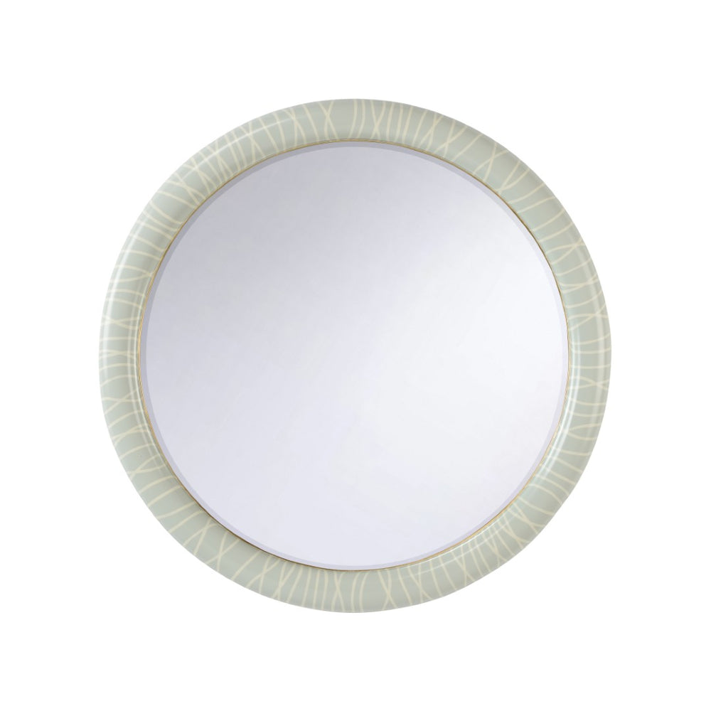 Chelsea House String Along Mirror By Shayla Copas — 45" Round Blue & White Painted Wood Frame, Large Statement Piece 370285