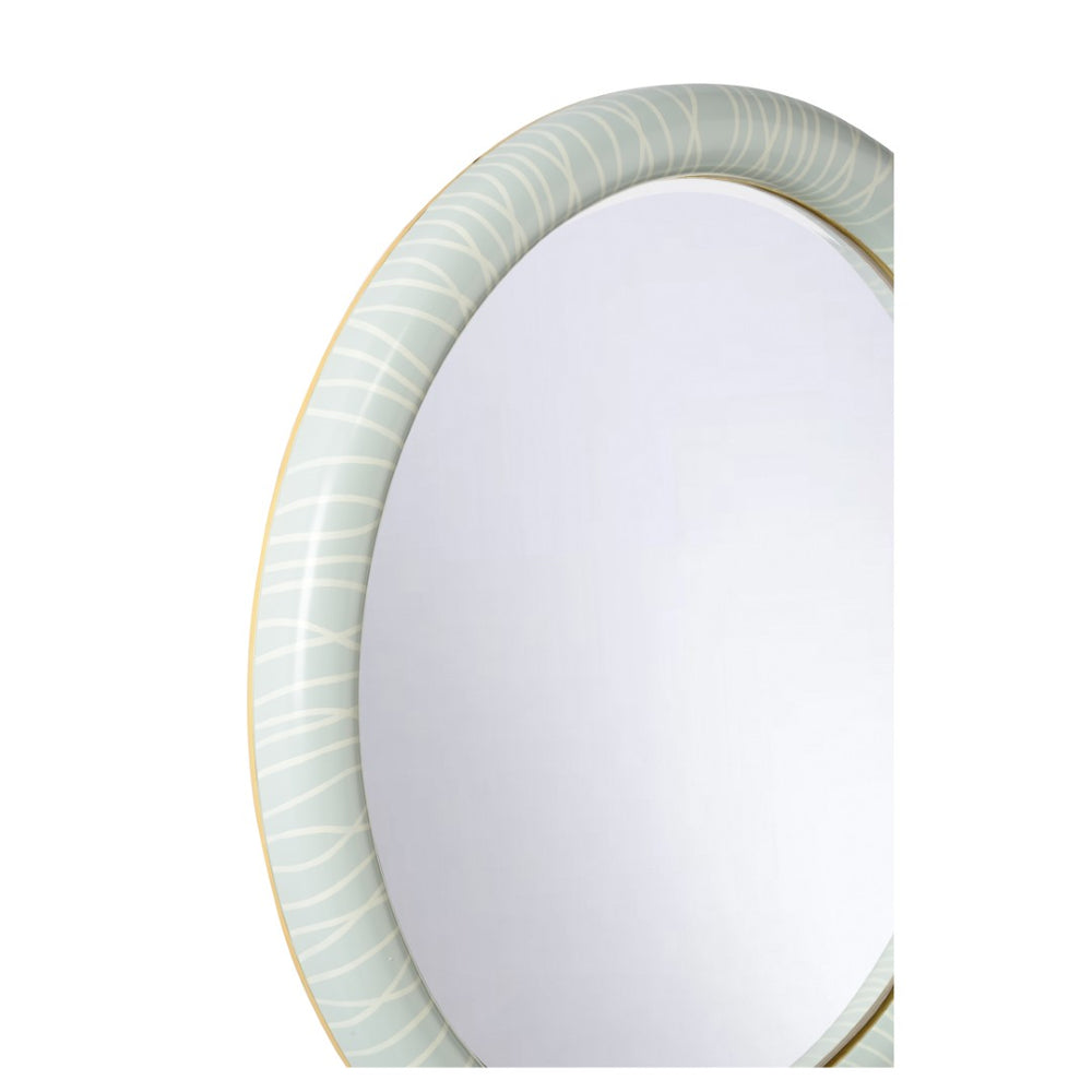 Chelsea House String Along Mirror By Shayla Copas — 45" Round Blue & White Painted Wood Frame, Large Statement Piece 370285
