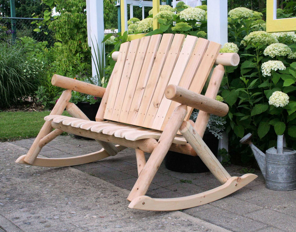 Homeroots 53" X 42" X 40"  Natural Wood Rocking Loveseat  Wood 370287