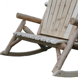 HomeRoots 53" Natural Wood Rocking Loveseat - Rustic Cedar Design for Indoor & Outdoor Comfort, 2-Person Seat 370287