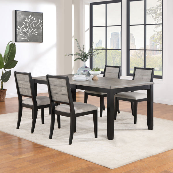English Elm Centera 5-Piece Dining Table Set: Modern Two-Tone Gray & Black With Comfortable Upholstered Chairs B062S01227