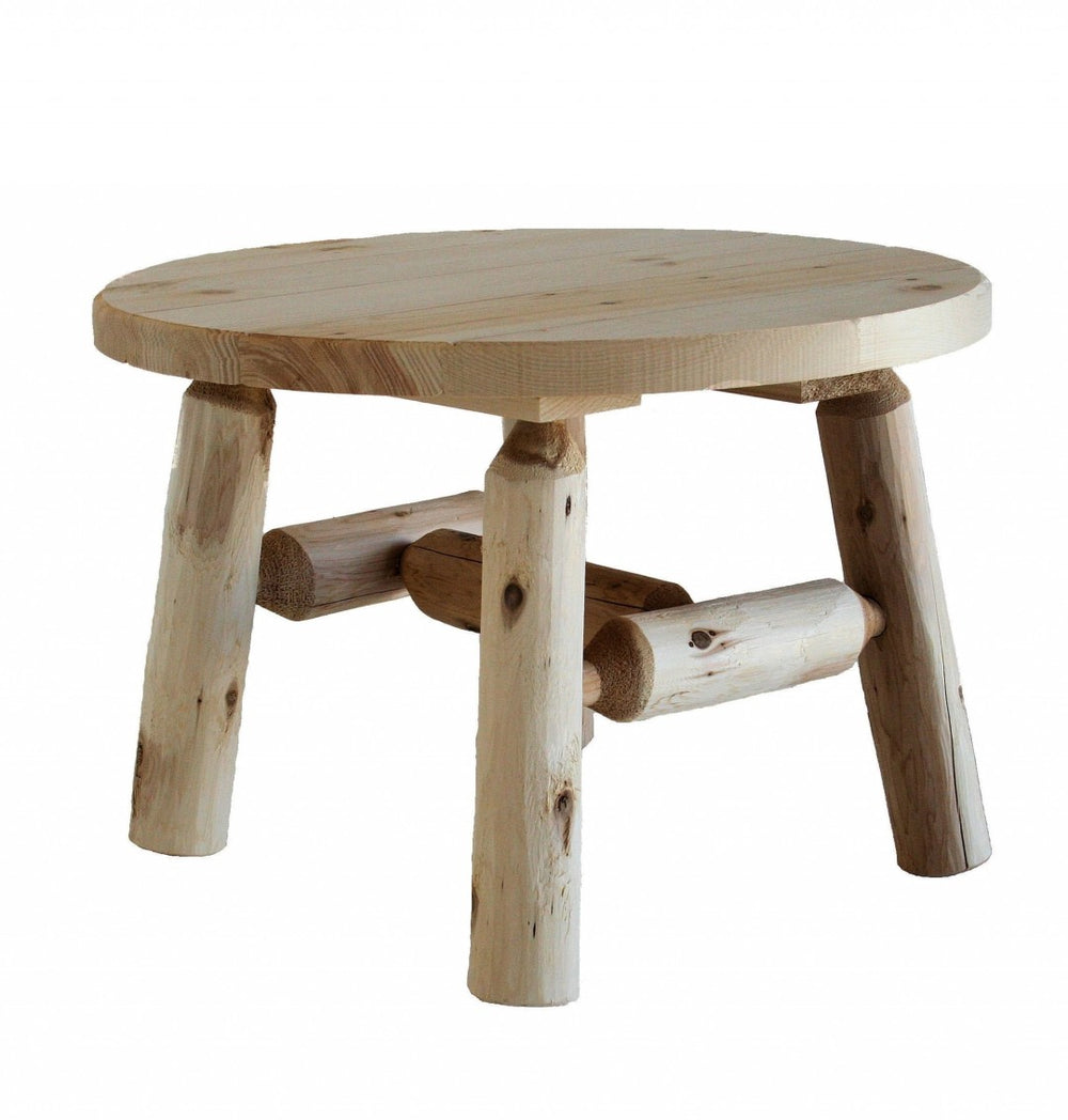 HomeRoots 25" Natural Solid Wood Coffee Table - Stylish, Rounded Design for Outdoor Patios & Decks, Versatile Use 370292