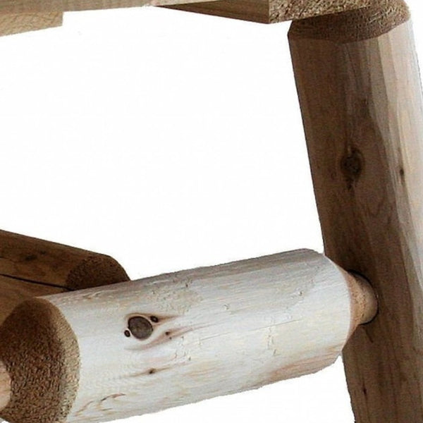 Homeroots 25" Natural Rounded Solid Wood Outdoor Coffee Table  Wood 370292