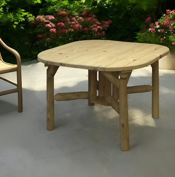 Homeroots 47" Natural Square Solid Wood Outdoor Dining Table  Wood 370293