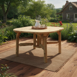 HomeRoots 47" Natural Square Solid Wood Outdoor Dining Table – Elegant, Durable, Perfect for Family Gatherings! 370293