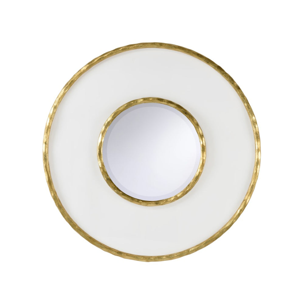 Chelsea House Hand Hammered Metal And Acrylic Mirror 46.5" Square – Artisan Gold Frame, Double-Frame Depth, Modern Glam Focal Piece 370294