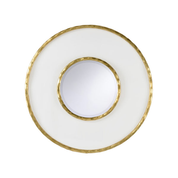 Chelsea House Hand Hammered Metal And Acrylic Mirror 46.5" Square – Artisan Gold Frame, Double-Frame Depth, Modern Glam Focal Piece 370294