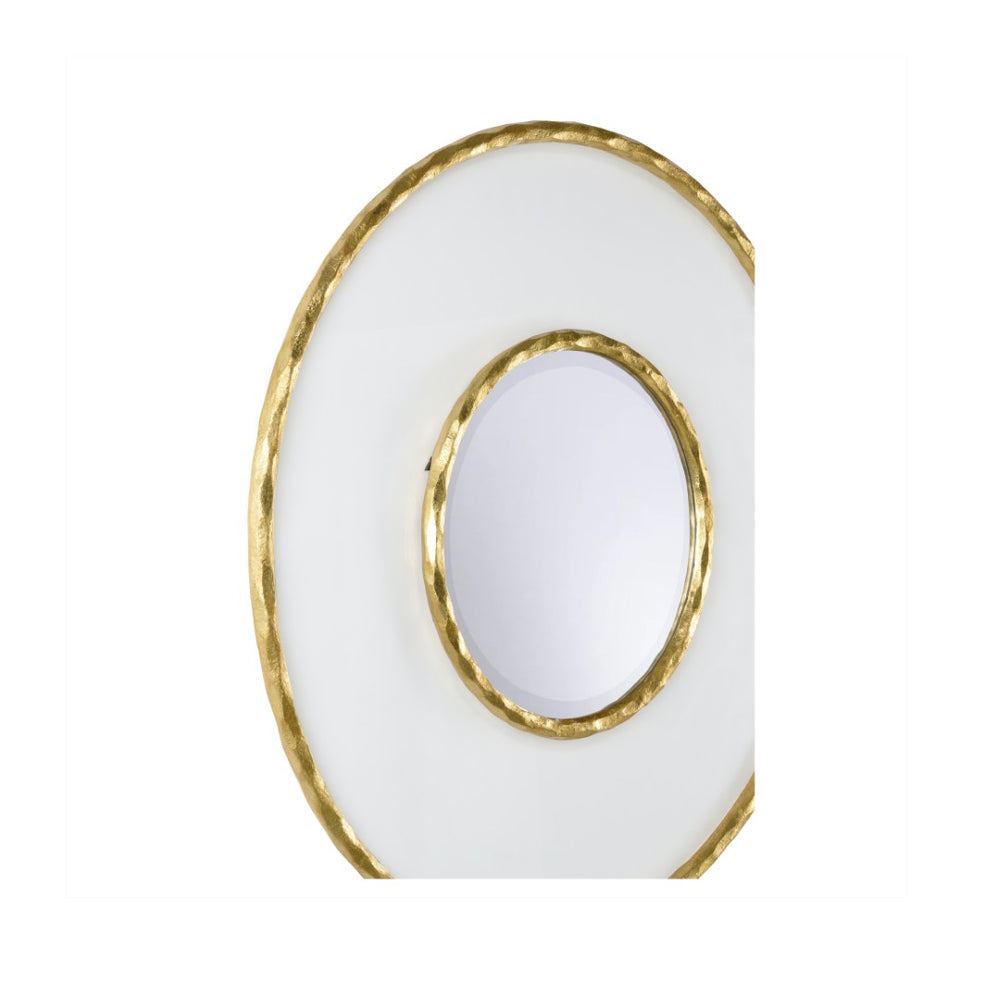 Chelsea House Hand Hammered Metal And Acrylic Mirror 46.5" Square – Artisan Gold Frame, Double-Frame Depth, Modern Glam Focal Piece 370294