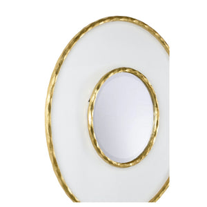 Chelsea House Hand Hammered Metal And Acrylic Mirror 46.5" Square – Artisan Gold Frame, Double-Frame Depth, Modern Glam Focal Piece 370294