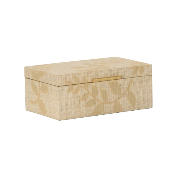 Chelsea House Autumnal Small Box By Shayla Copas — Handcrafted Raffia & Wood Jewelry Box With Leaf Decal, Gold Hardware 370295