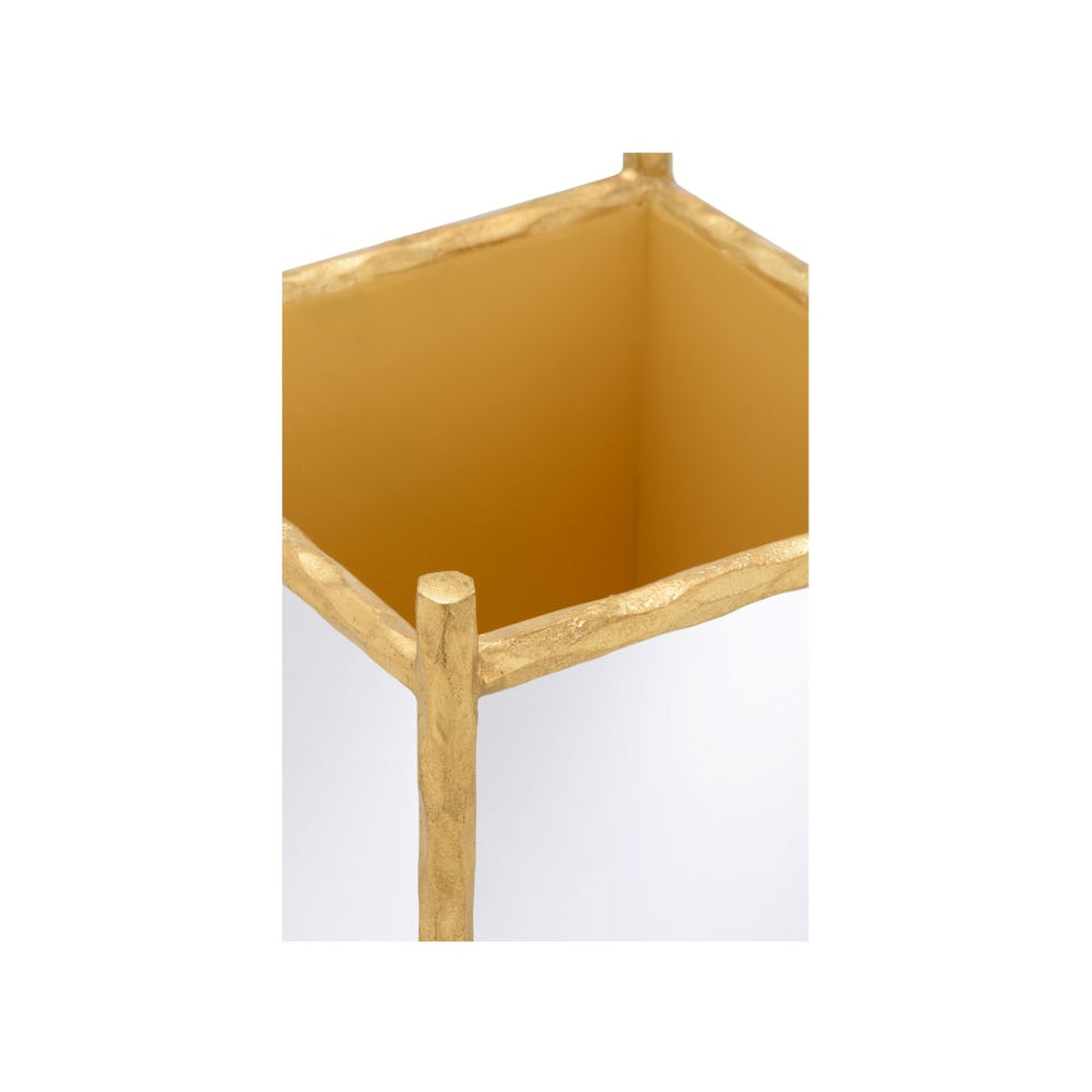 Chelsea House Hand Hammered Mirror Planter — 23" Gold Sculptural Indoor Planter With Mirrored Panels, Luxe Reflective Accent 370296