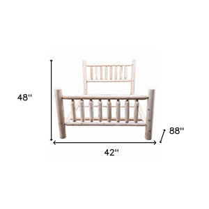 HomeRoots Natural Unfinished Cedar Log Twin Bed - Rustic Charm, Durable Craftsmanship & Customizable Finish 370296