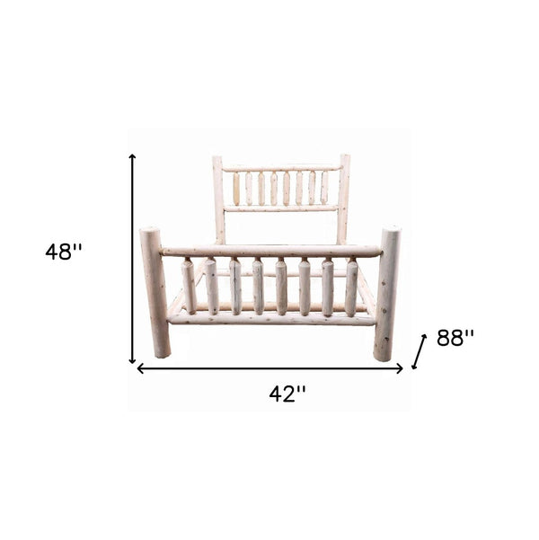 HomeRoots Natural Unfinished Cedar Log Twin Bed - Rustic Charm, Durable Craftsmanship & Customizable Finish 370296