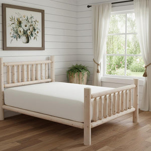 HomeRoots Natural Unfinished Cedar Log Twin Bed - Rustic Charm, Durable Craftsmanship & Customizable Finish 370296