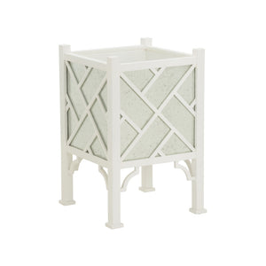 Chelsea House Chippendale Mirrored Fret Planter With Antique Mirror Panels, White Finish — Elegant Indoor Statement Piece 370297