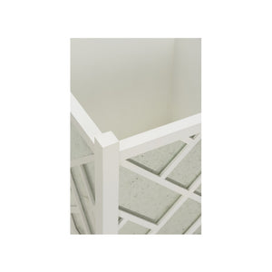 Chelsea House Chippendale Mirrored Fret Planter With Antique Mirror Panels, White Finish — Elegant Indoor Statement Piece 370297
