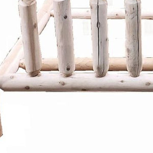 Homeroots Natural Clear Finish Low Post Cedar Log Twin Bed  Wood 370297