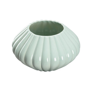 Chelsea House Amelia Seafoam Ceramic Cachepot Small — Scalloped Rim, Hand-Finished Mint Glaze For Tables & Shelves 370298