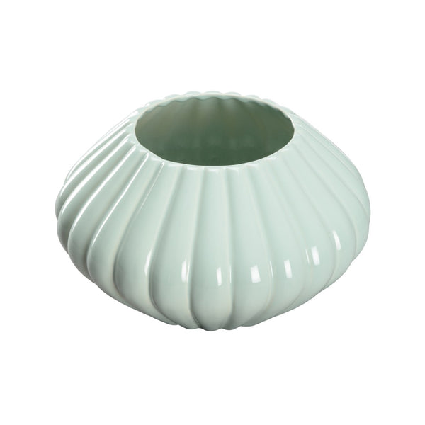 Chelsea House Amelia Seafoam Ceramic Cachepot Small — Scalloped Rim, Hand-Finished Mint Glaze For Tables & Shelves 370298