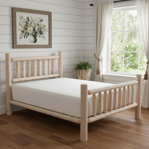 HomeRoots Natural Cedar Log Twin Bed in Light Honey Finish - Rustic Low-Post Design for Cozy Bedrooms 370298
