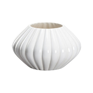 Chelsea House Amelia Glazed Cachepot White Small — Scalloped Ceramic Planter By Elizabeth Wicker, 6"X10" Elegance 370299
