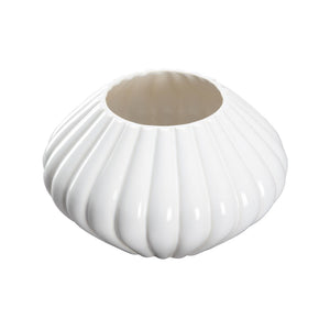 Chelsea House Amelia Glazed Cachepot White Small — Scalloped Ceramic Planter By Elizabeth Wicker, 6"X10" Elegance 370299