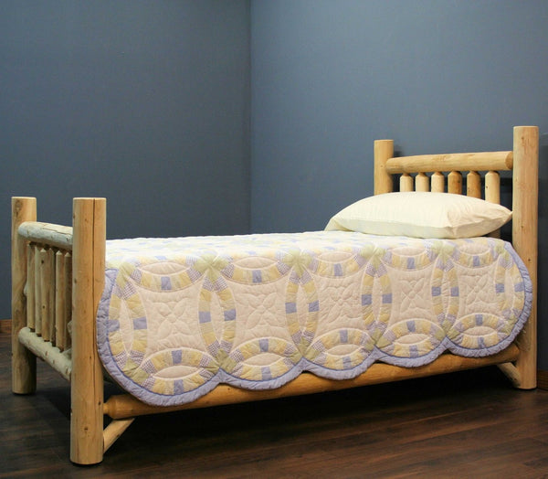 HomeRoots Natural Cedar Log Twin Bed with Dark Brown Finish - Rustic Low Post Design for Cozy Spaces 370299