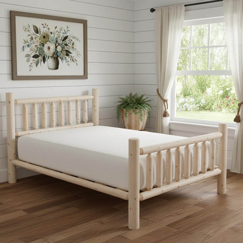 HomeRoots Natural Cedar Log Twin Bed with Dark Brown Finish - Rustic Low Post Design for Cozy Spaces 370299