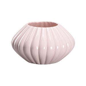 Chelsea House Amelia Pink Scalloped Cachepot — Petite Glazed Ceramic Planter, 6"H X 10"W Accent For Shelves 370300
