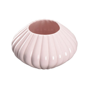 Chelsea House Amelia Pink Scalloped Cachepot — Petite Glazed Ceramic Planter, 6"H X 10"W Accent For Shelves 370300
