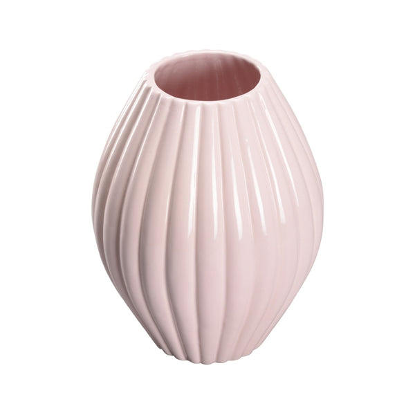 Chelsea House Aubrey Ceramic Vase Short Pink — 10" Scalloped Rim, Handcrafted Look, Durable Glaze For Flowers & DéCor 370302
