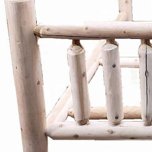 Homeroots Natural Light Honey Low Post Cedar Log Double Bed  Wood 370302