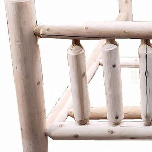 Homeroots Natural Light Honey Low Post Cedar Log Double Bed  Wood 370302