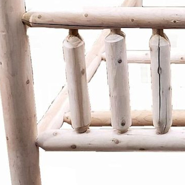 Homeroots Natural Dark Brown Finish Low Post Cedar Log Double Bed  Wood 370303