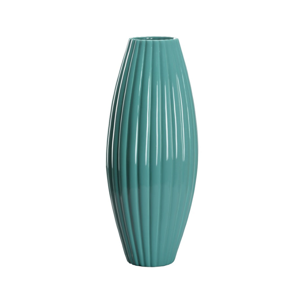 Chelsea House Aubrey Tall Teal Vase — 18" Hand-Finished Ceramic With Scalloped Rim, Sculptural Modern Accent Piece 370304