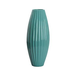 Chelsea House Aubrey Tall Teal Vase — 18" Hand-Finished Ceramic With Scalloped Rim, Sculptural Modern Accent Piece 370304