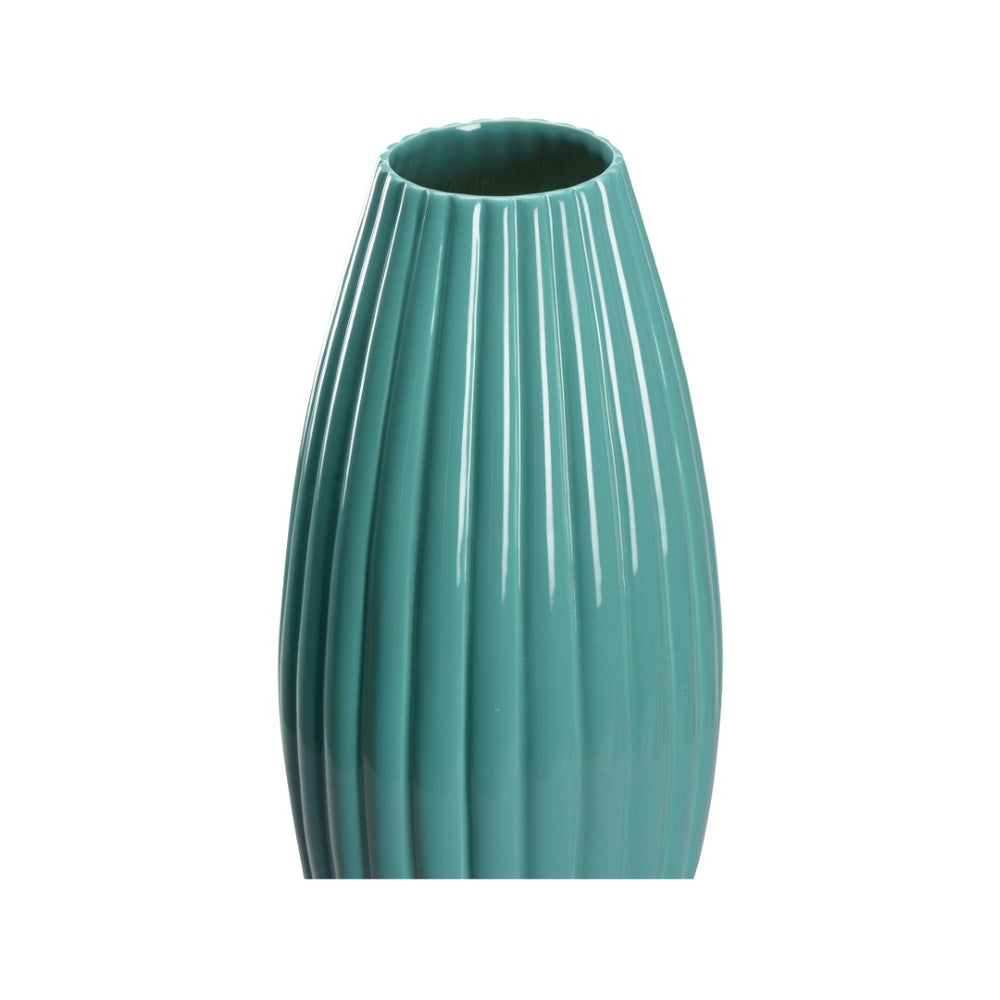 Chelsea House Aubrey Tall Teal Vase — 18" Hand-Finished Ceramic With Scalloped Rim, Sculptural Modern Accent Piece 370304
