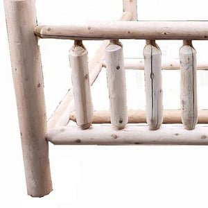 Homeroots Natural Clear Finish Low Post Cedar Log Queen Bed  Wood 370305