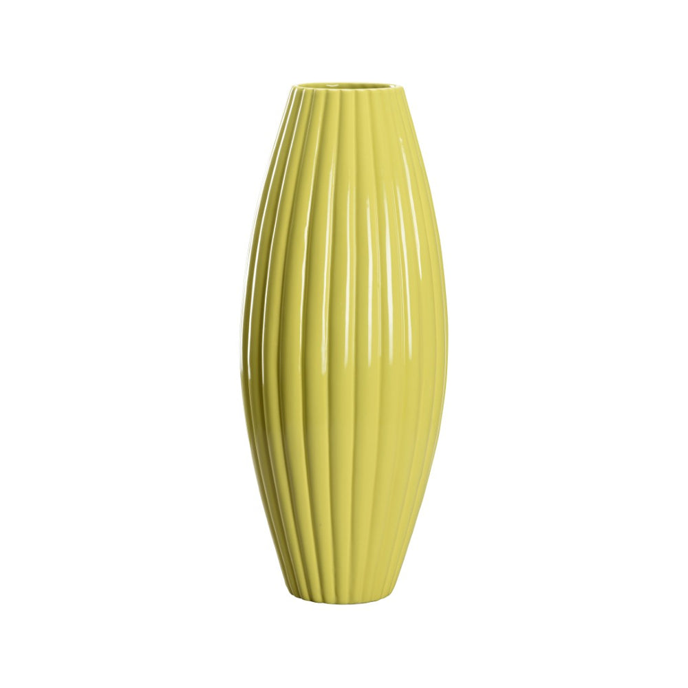 Chelsea House Aubrey Tall Ceramic Vase In Glossy Chartreuse With Scalloped Rim — 18" Sculptural Accent For DéCor 370306