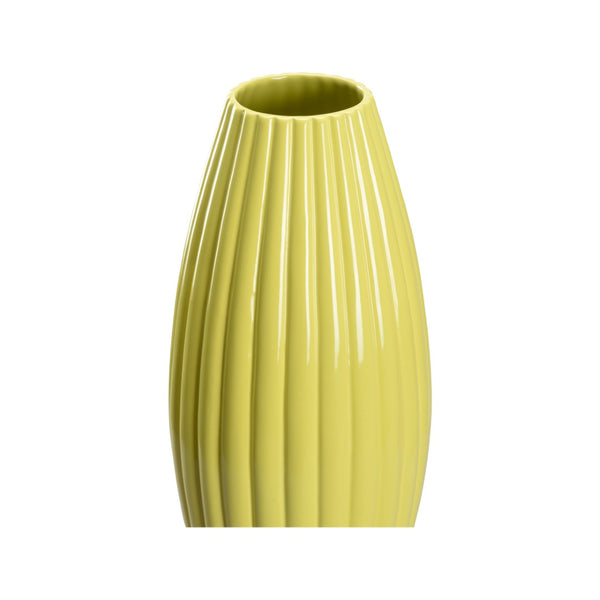 Chelsea House Aubrey Tall Ceramic Vase In Glossy Chartreuse With Scalloped Rim — 18" Sculptural Accent For DéCor 370306