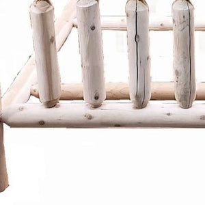 Homeroots Natural Light Honey Finish Low Post Cedar Log Queen Bed  Wood 370306