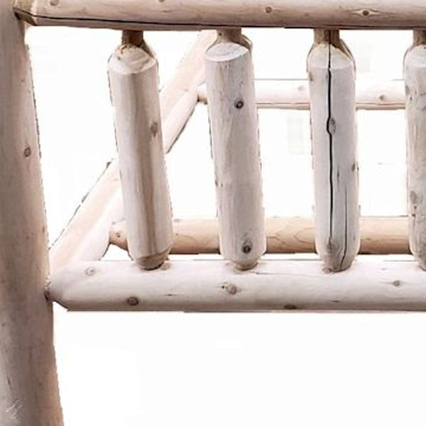 Homeroots Natural Dark Brown Finish Low Post Cedar Log Queen Bed  Wood 370307