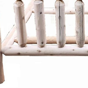 Homeroots Natural Clear Finish Low Post Cedar Log King Bed  Wood 370309