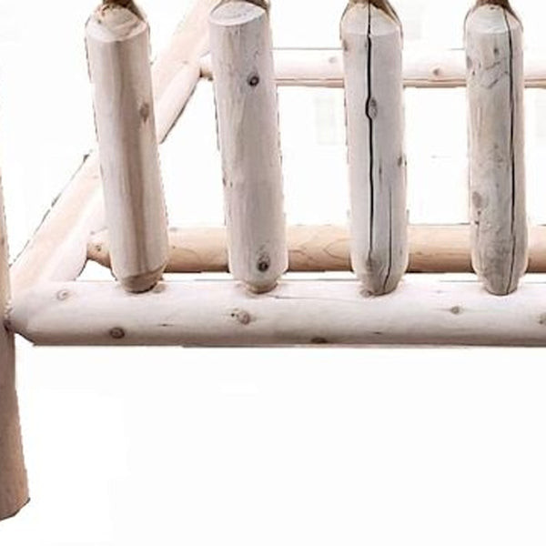 Homeroots Natural Clear Finish Low Post Cedar Log King Bed  Wood 370309