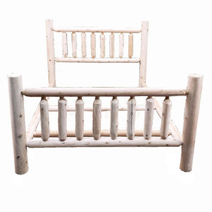 Homeroots Natural Light Honey Finish Low Post Cedar Log King Bed  Wood 370310