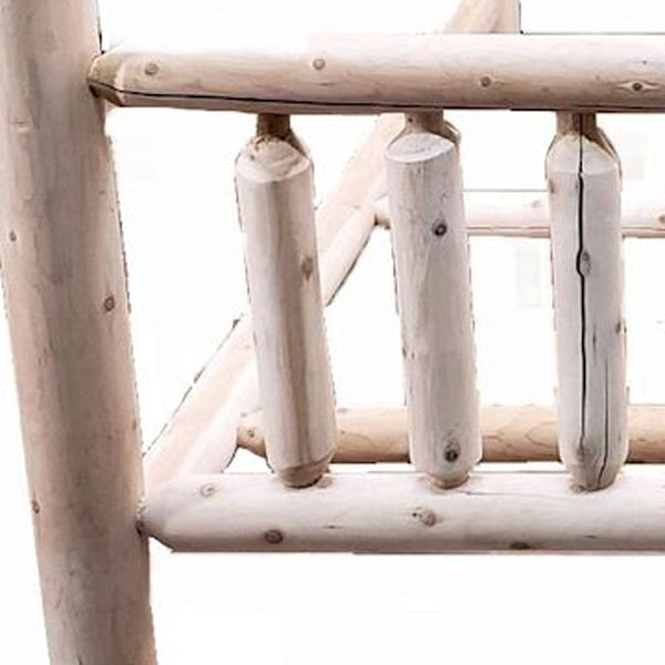 Homeroots Natural Light Honey Finish Low Post Cedar Log King Bed  Wood 370310