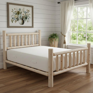 HomeRoots Natural Cedar Log King Bed with Low-Post Design, Durable Construction & Warm Honey Finish for Rustic Charm 370310