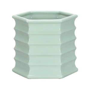 Chelsea House Willow Hexagonal Seafoam Ceramic Planter By Elizabeth Wicker — 10.5" H Sculptural Indoor Pot Accent 370311